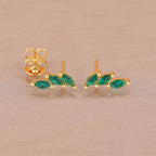 Luxury Green Crystal Zircon Leaves Stud Earrings for Women Fashion Gold Color Geometric Piercing Earring Bride Wedding Jewelry