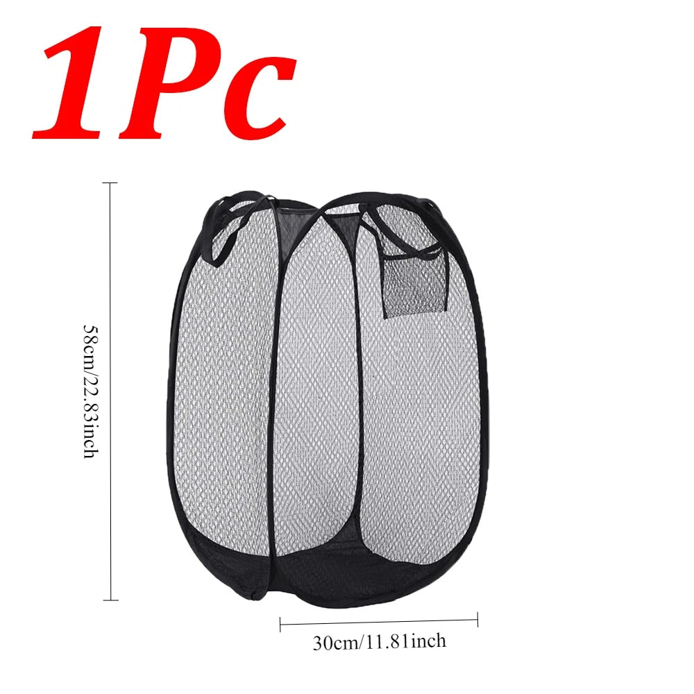 1-10Pcs Collapsible Laundry Basket Dirty Clothes Mesh Pop Up Hamper Storage Basket Toy Storage Bag for Home Bathroom Dorm Travel