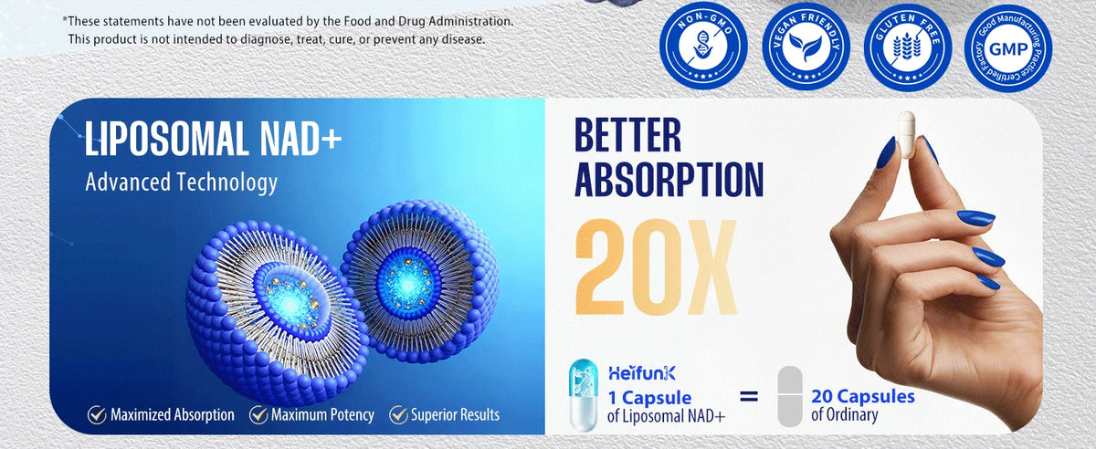 90 Capsules NAD+ Supplement, 1500mg - Liposomal NAD+ Supplement
