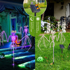 2PC/Set Halloween Outdoor Solar Garden Lights Waterproof 3D Horror Bat Skeleton Purple Orange Stake Lights House Party Decor