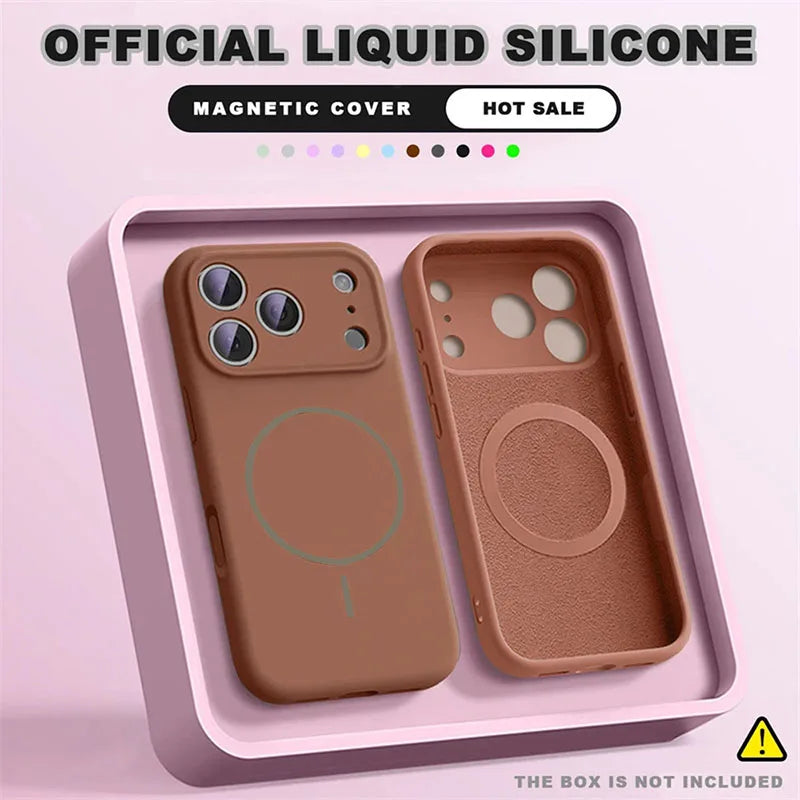 For Magsafe Liquid Silicone Phone Cases For iPhone 18 17 16 15 14 13 12 Pro Max Plus Air Case Magnetic Wireless Charging Cover