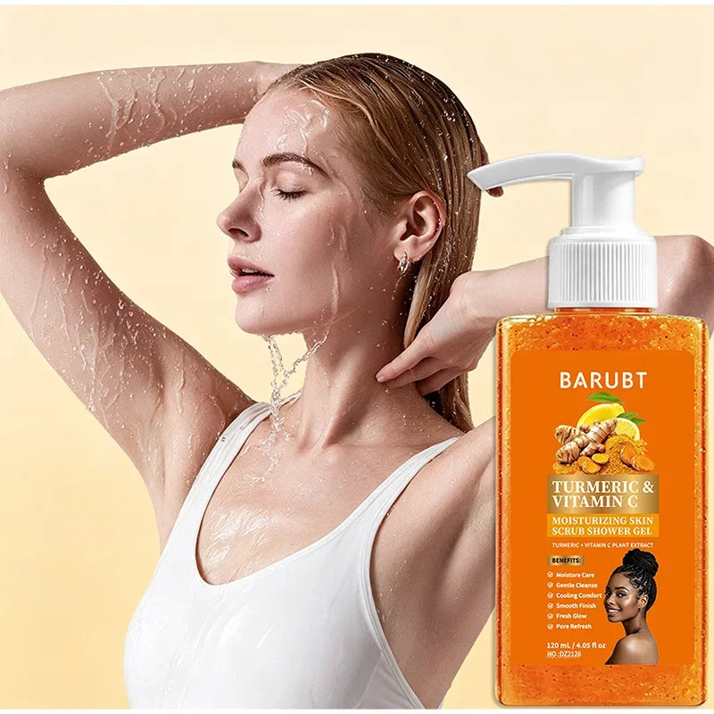 Turmeric Orange Vitamin C Body Wash Fresh Fragrance Shower Gel Moisturizing Brightening Exfoliating Deep Cleaning Smooth Skin