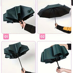8-Rib Automatic High Quality Umbrella - One-Touch Open/Close, Compact Foldable Design for Men & Women, Navy & Black, Business &
