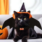 Halloween Pet Bat Wings Costume Cat Dog Clothes with 2 Pumpkin Bells Cosplay Outfit for Small Cats Dogs Party Dress Up Fun