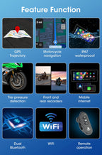 Jansite Portable 8.1 inch IP67 Waterproof Motorcycle 4K DVR GPS Navigation Wireless Carplay Android Auto Moto Recorder Monitor