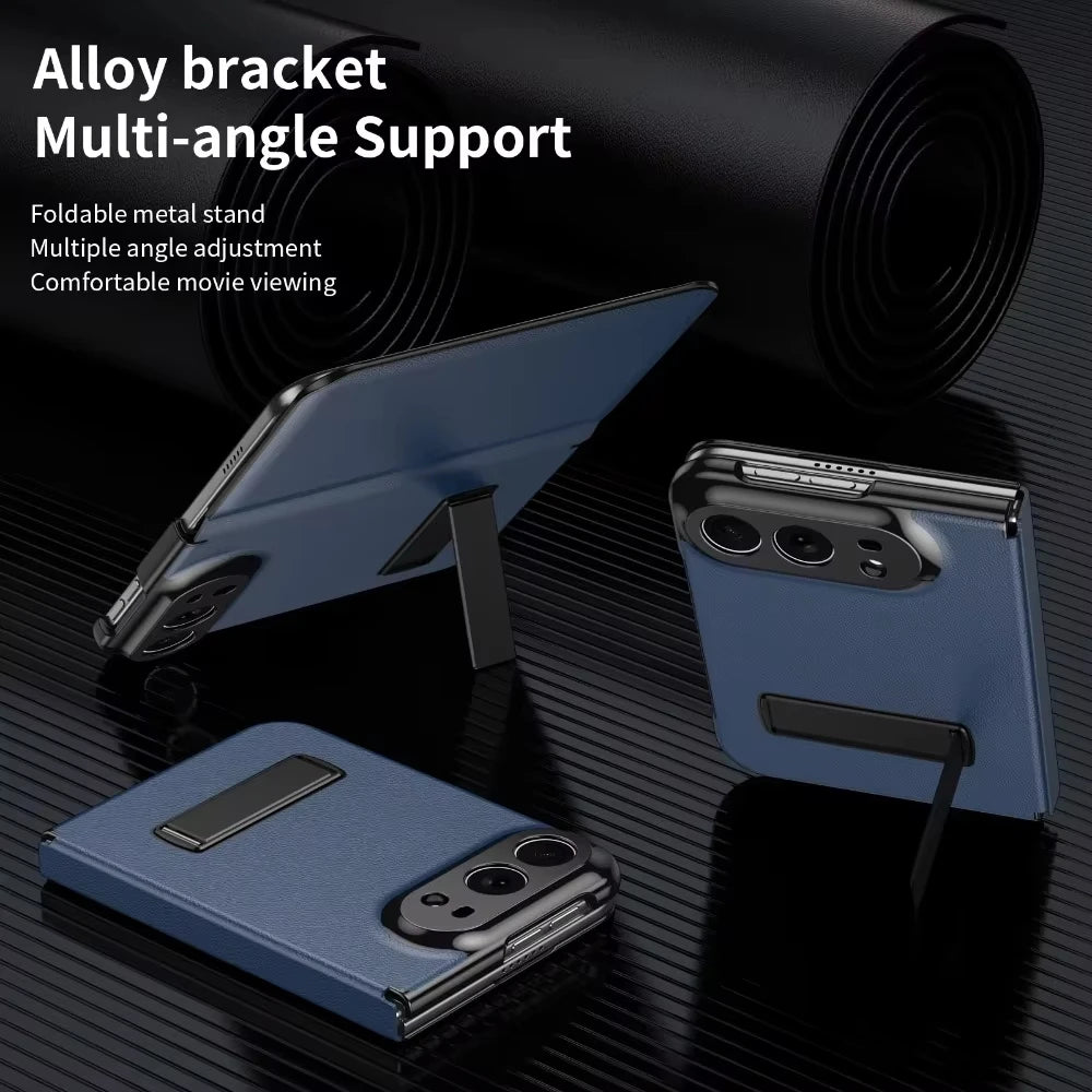 Luxury Leather Magnetic Alloy Bracket Phone Case For iPhone Duo 18 Fold Anti-Drop Shockproof Protective Cover 2 sold byBaiYiS Di