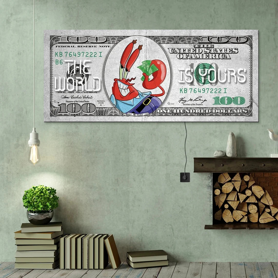 the World Is Yours Neon Sign Motivational Dollar Wall Decor Artwork Bright LED Light up Money Sign for Office Room Decor
