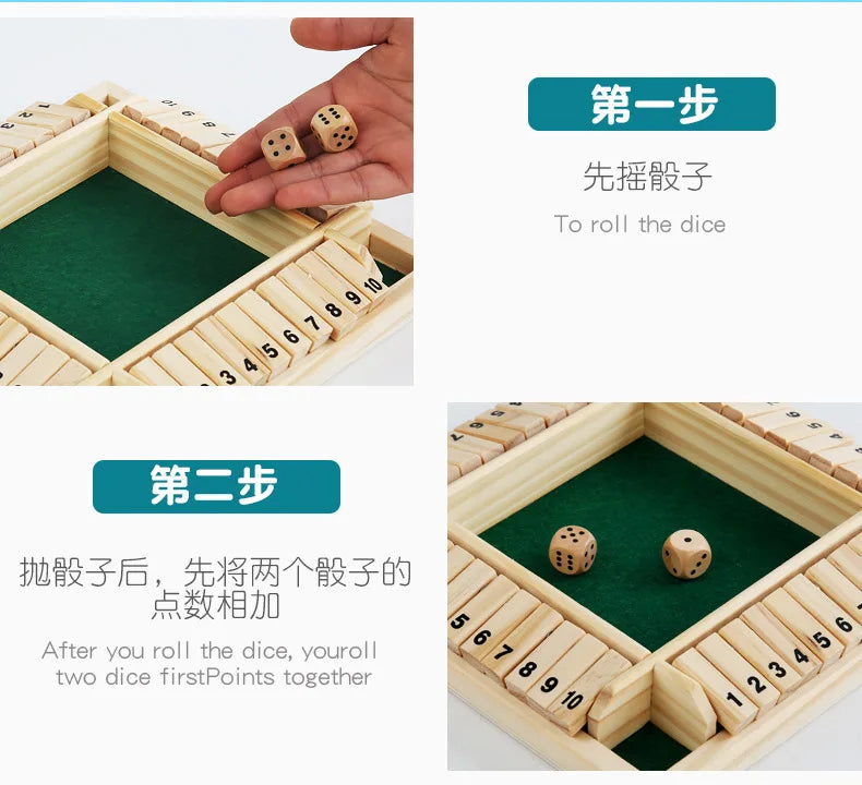Montessori Wooden Board Game Kids Learning Educational Toys 10 Numbers Four Sided Shut Party Club Games Interesting Family Game