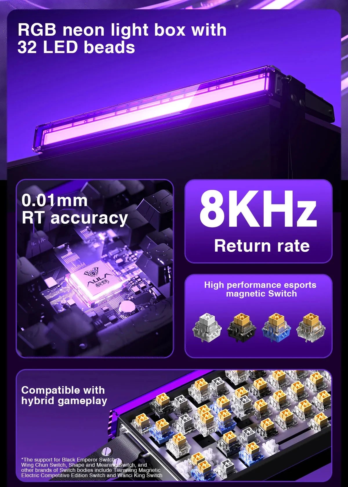 AULA HERO 68 HE Hall Effect Gaming Keyboard 65% Wired RGB Hot Swappable 8K Polling 0.01mm Magnetic Switch for PC Gamers