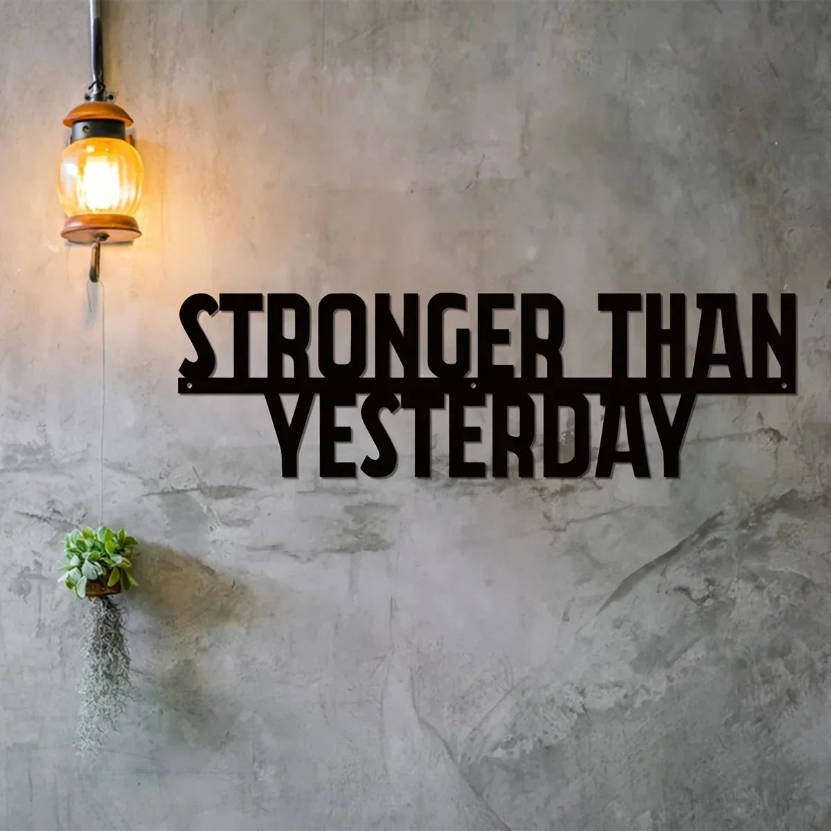 "Stronger than Yesterday" Motivational Metal Sign Inspirational Workout Wall Art Gym Decor Fitness Gift