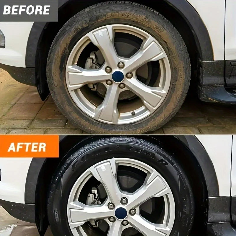 Car Tire Restorer Wax Back to Black Gloss Long-Lasting Coating Plastic Renovator Polish Cleaning Tire Gloss Enhancer Kit