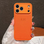 Personalized Luxury Customized Name 3D DIY Hot Engrave Faux Leather Phone Case For IPhone18 17 16 15 14 13 Pro Max Plus Air