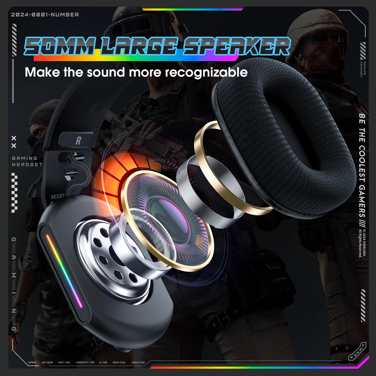 ONIKUMA X12 Noise Cancelling Headphone Wired Game Headset Music Earphones 3.5MM Suitable For Computer Laptop With Microphone