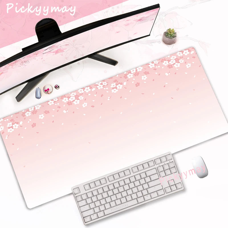 Pink Cherry Blossoms Mousepad Home Computer Table Large Pc Mouse Pad Art Sakura Keyboard Mause Rug Desk Mat Office Accessories