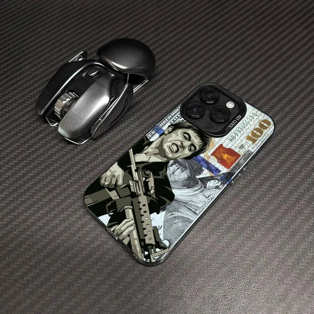 Classic S-Scarface Film Tony For IPhone 11 12 13 14 15 16 17 Pro Max Plus Colorful Black Matte Phone Cover
