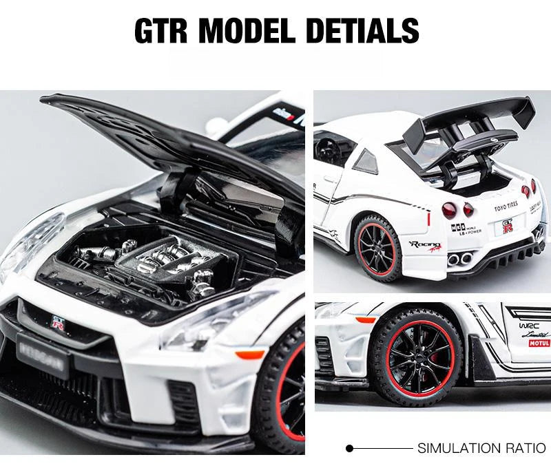 1/32 Nissan Skyline GTR R35 Nismo GT3 Racing Toy Car Model For Children RMZ CiTY Diecast Alloy Miniature Sound Light Collection