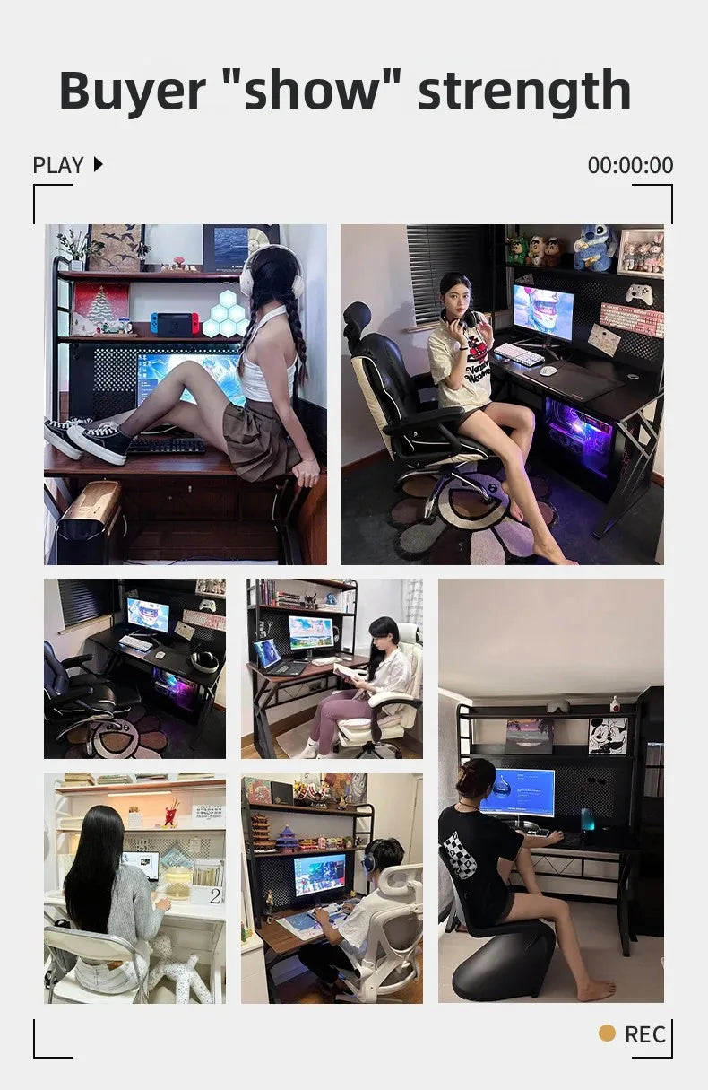 Gaming Desk with Bookshelf and Pegboard Computer Desk with Storage Shelf Home Office Study Desk for Bedroom Small Space