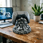 Dark Skeleton Stack Game Stand - Punk Style Base for PS5/Xbox/Switch, Creative Desk Organizer & Gift for Gamers.