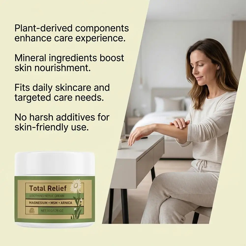 New Total Relief Soothe Magnesium Soothing Body Cream Non-Greasy Knees Muscles External Massage Care MSM  Arnica Mild Daily Care