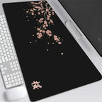 Alfombrilla de ratón XXL japonesa de flor de cerezo, gris, para laptops, escritorio de juego, sakura, anime, alfombra de oficina, gamer, teclados, computadoras y escritorios