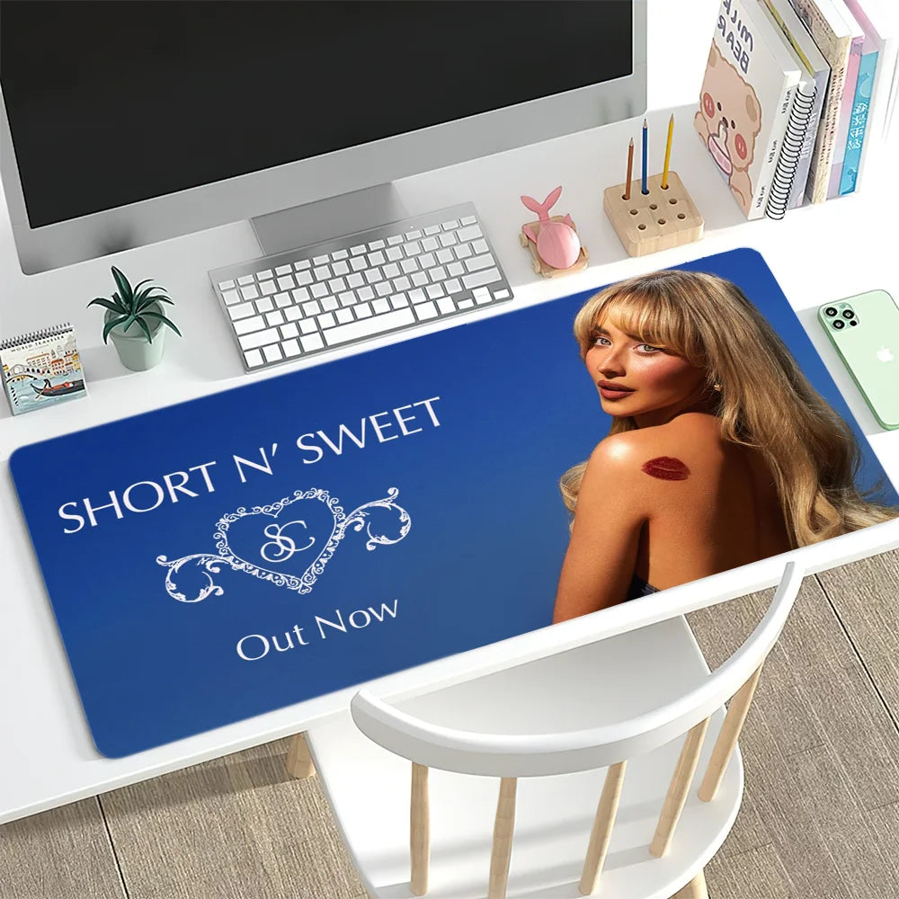 Singer S-Sabrina C-Carpenter Short n Sweet S Mouse Pad Large Desk Mat Keyboard Ergonomic Office Rubber Game PC Non-slip Anti-fra