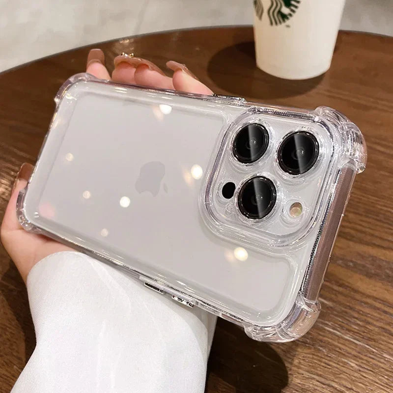 Luxury Electroplate Shockproof Transparent Phone Case For iPhone 18 17 16 15 14 13 12 Pro Max Plus Air Clear Bumper Cases Cover