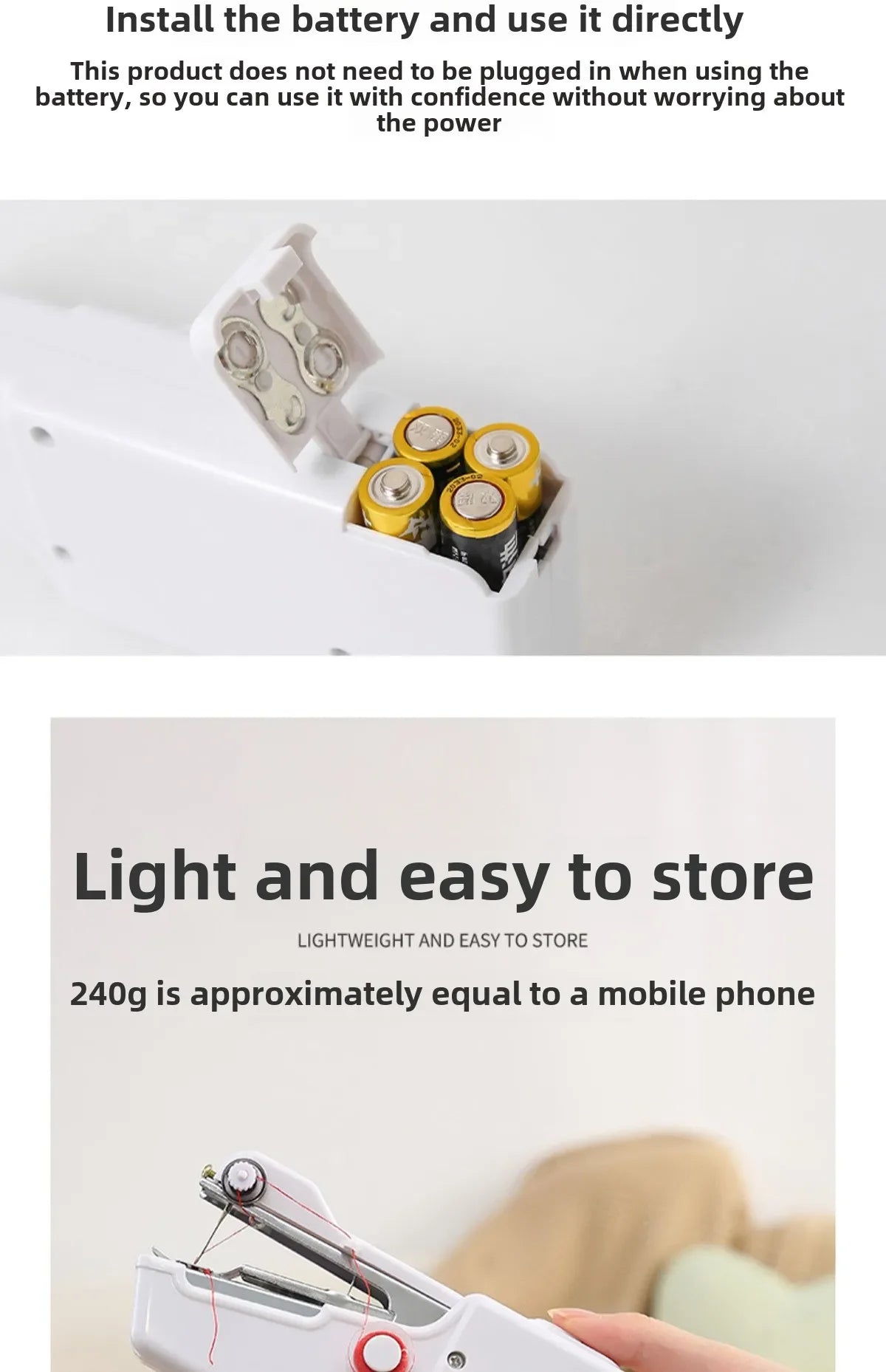 Handheld Rope-free Electric & Manual Sewing Machine Quick Build DIY Apparel Supplies for Arts Crafts Home Garden Embroidery