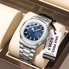 POEDAGAR Square Luxury Men Wristwatch Waterproof Luminous Date Stainless Steel Male Clock Business Sports Quartz Watches For Men