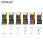NAGARAKU Automatic Flowering 3D 4D 5D 6D 7D 8D W Shape All Size Premade Fans Eyelash Extensions Natural Soft Individual Lashes