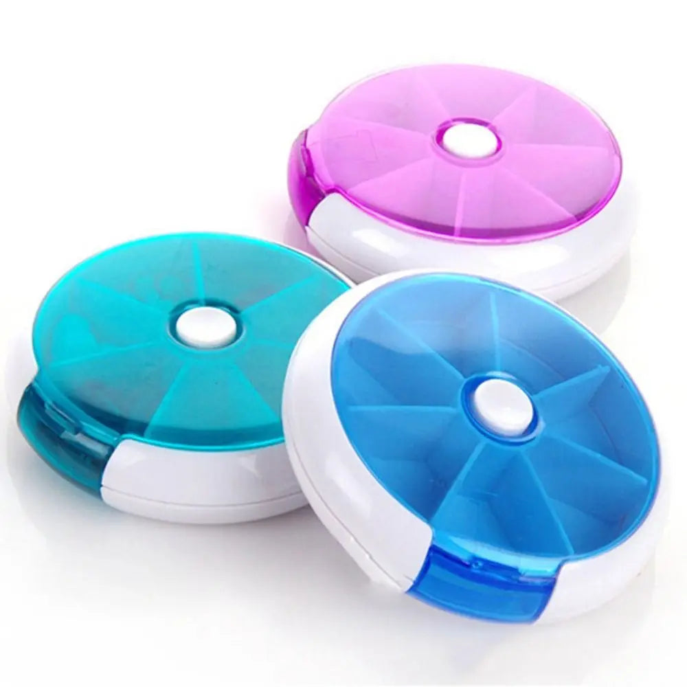 Simple Rotating Seven-grid Pill Box 7 Day Weekly Pill Box Plastic Sealed Travel Pill Case Granule Storage