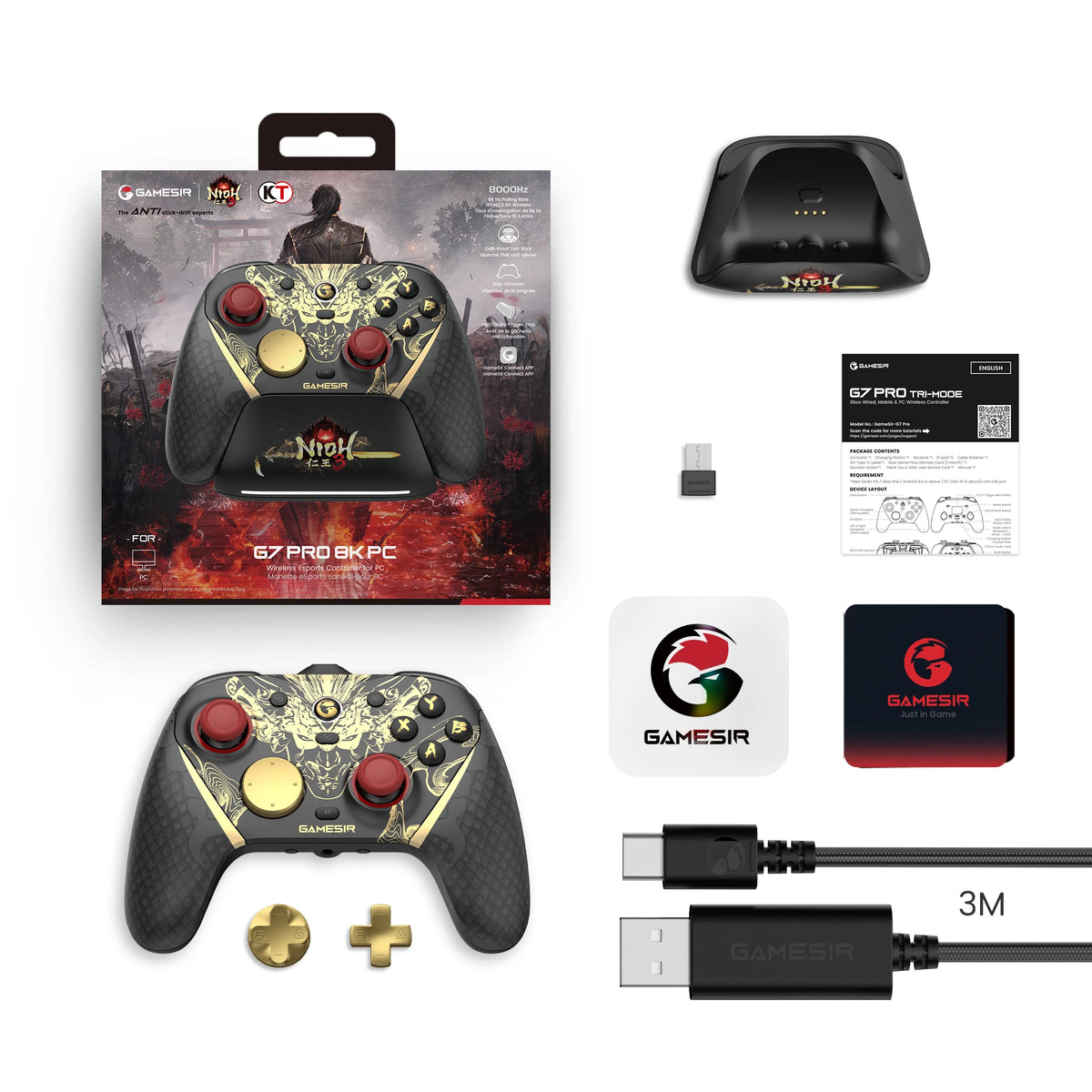 GameSir G7 Pro 8K Nioh 3 Edition Wireless Switch Gaming Controller with Charging Station, TMR Gen-2 Joystick, Hall Effect, Gyro