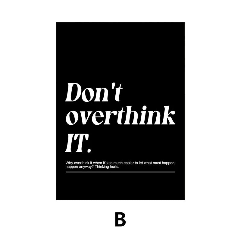 Simple Black Background Inspirational Quotes Canvas Art Poster Prints Modern Motivational Wall Decor Picture for Home