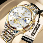 POEDAGAR Luxury Men Watch Top Original Waterproof Luminous Chronograph Man Wristwatch Stainless Steel Quartz Men's Watches Reloj