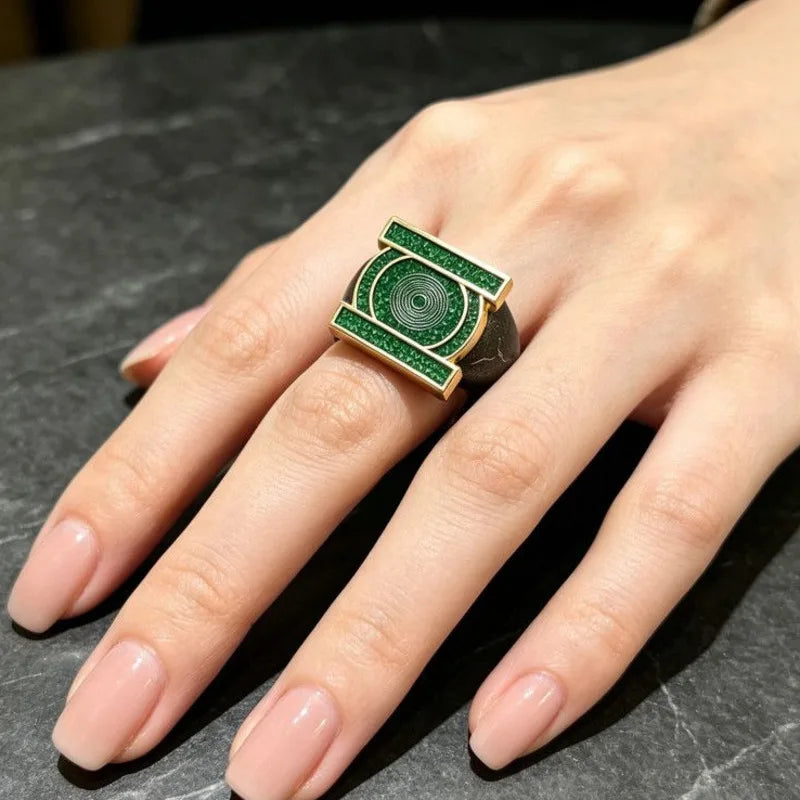 Hot Green Lantern Ring Anime Peripheral John Stewart Ring Adjustable Open Band Cosplay Green Lantern Corps Ring Toy Fans Gift