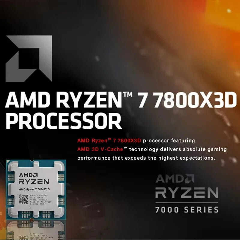 AMD Ryzen processor 7 7800X3D 8 cores 16 thorns R7 7800X3D CPU 4,2 GHz 5 nm 96 Mo 120 zenw DDR5 MHz MHz supply am5cpu game without fan