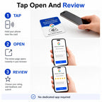 4-Pack Acrylic NFC Google Review Cards with Four Wooden Bases Included for Interactive Feedback And Reviews