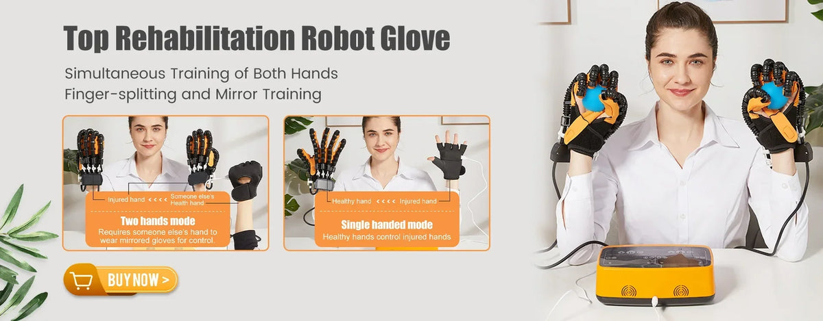 Left & Right Rehabilitation Robot Gloves Hand Massage Device for Stroke Hemiplegia Hand Function Recovery Finger Workout Trainer