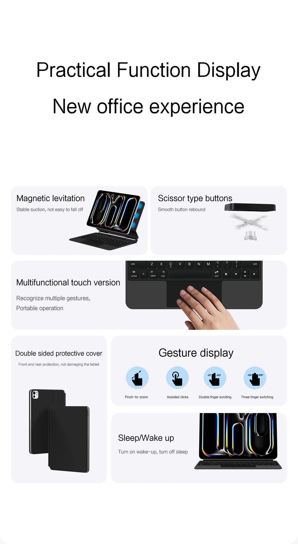 Magnetic Magic Keyboard for iPad Pro 13 M4 2024 M5 2025 13" Case for iPad Pro 11 M4 M5 11" Floating Stand Wireless BT Keyboard