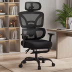 Ergonomic Office Chair High Back Mesh with 2D Adjustable Headrest Retractable Footrest 66° Rotating 2.6' Lifting Thick Sponge Seat Lumbar Support Quiet Swivel Casters for Home Office