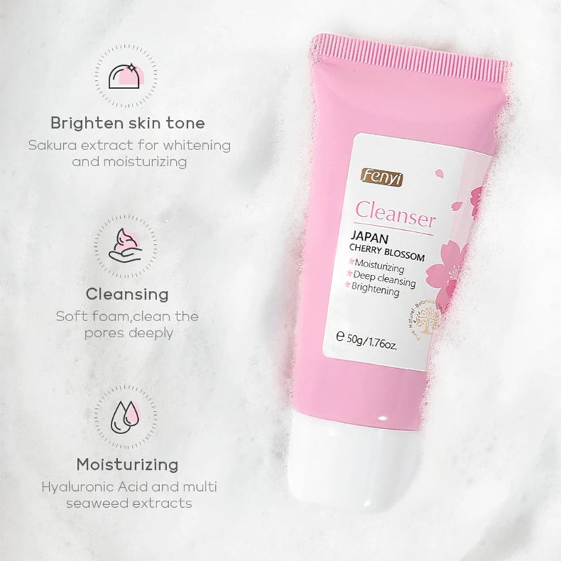 Vitamin C Sakura Facial Cleanser Face Wash Foam Foam Face Cleanser Moisturizing Whitening Anti-aging  Wrinkle Skin Care