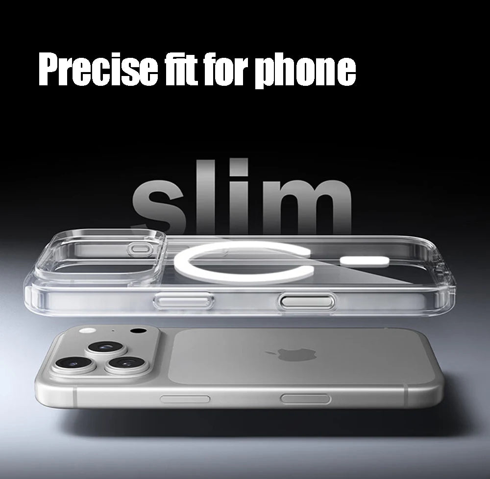 Luxury For Magsafe Transparent Case For iPhone 18 17 16 15 14 13 12 11 Pro Max Mini XR Magnetic Wireless Charge Back Cover Case