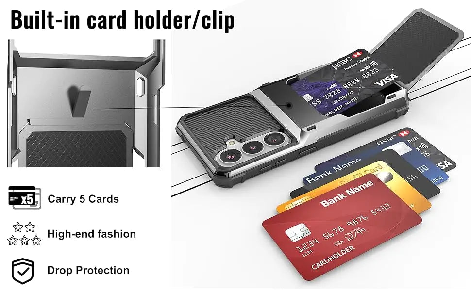 For Samsung Galaxy A37 Samsung A57 A56 A36 A26 A17 Card Holder Case Heavy Duty Wallet Hidden Flip Slot Protective Phone Cover