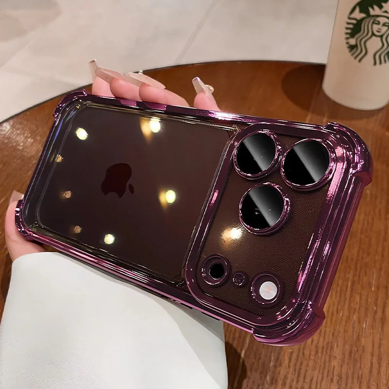 Luxury Electroplate Shockproof Transparent Phone Case For iPhone 18 17 16 15 14 13 12 Pro Max Plus Air Clear Bumper Cases Cover