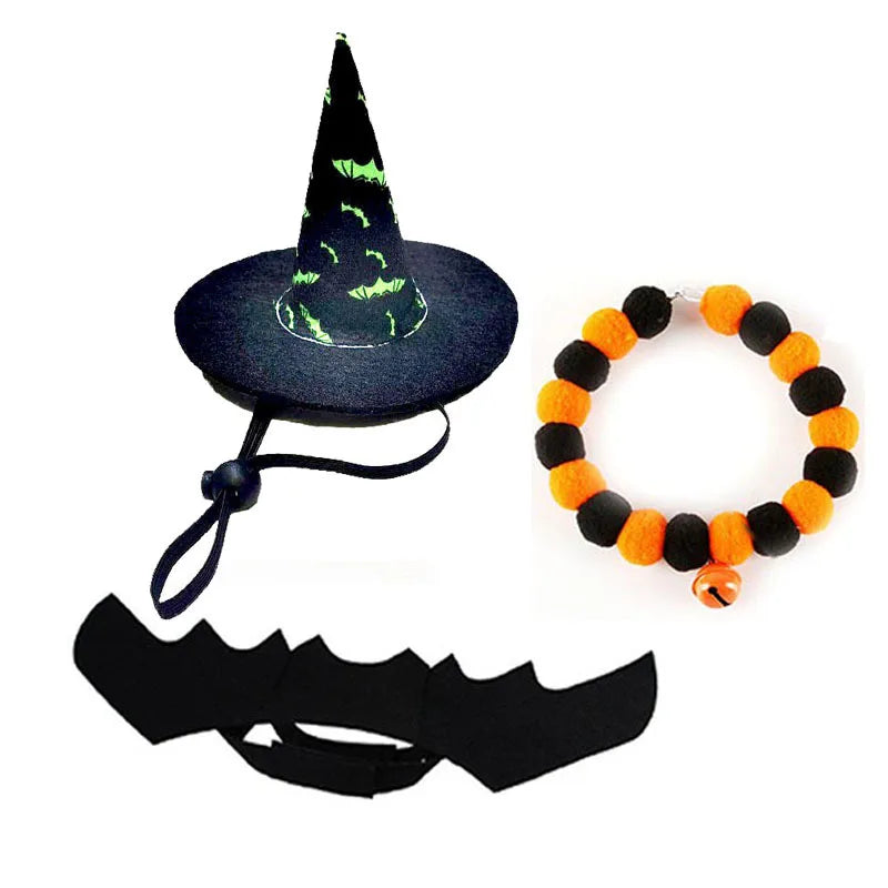 Halloween Pet Costume Set Cute Cat Cosplay Outfit Halloween Party Pet Dog Dress‑up Accessories Kitten Transformation Clothes