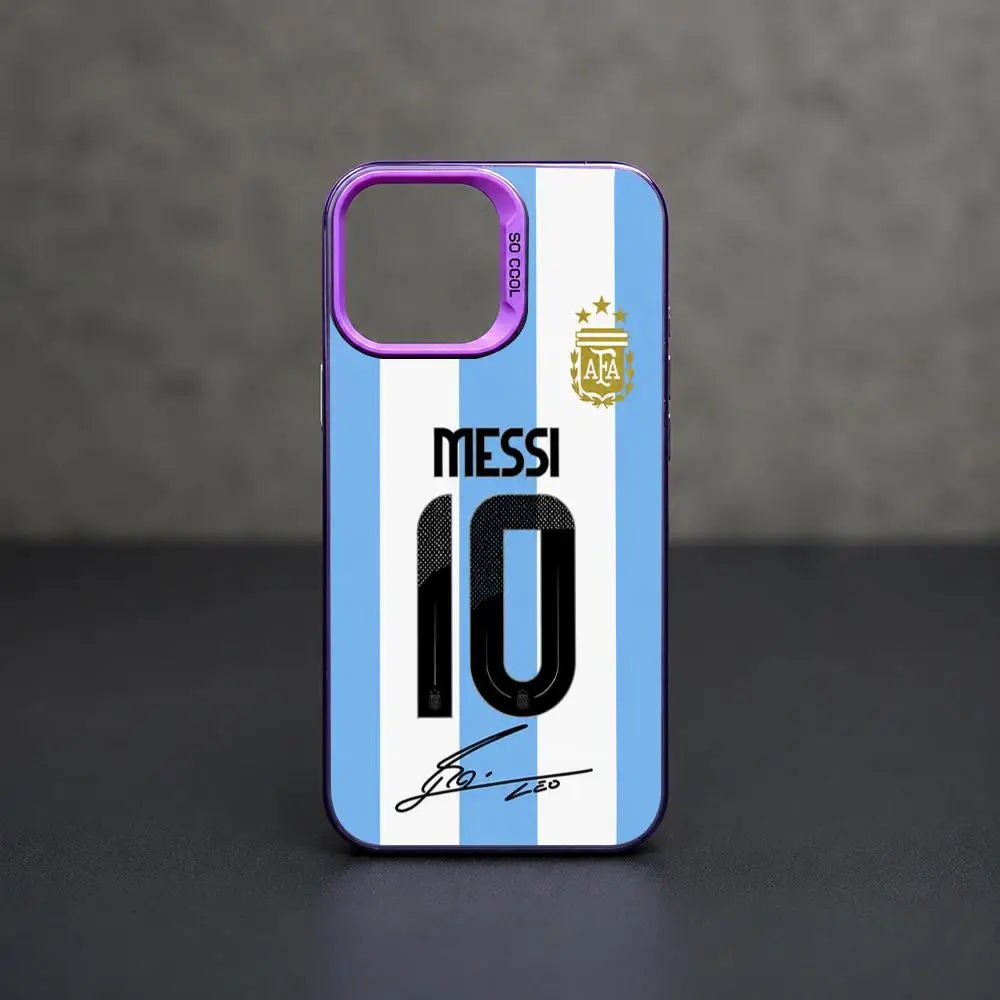 Messi Number 10 Gradient Silver Shockproof Phone Case For iPhone 11 To 17