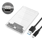Transparent HDD Case HDD Enclosure 2.5 Inch SSD SATA To USB 2.0 Type-C Adapter Portable External Hard Drive Box Tool-Free