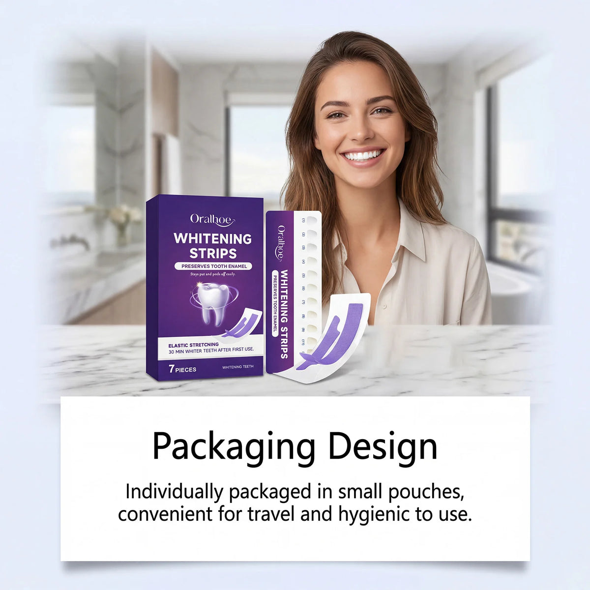 Purple Teeth Whitening Strips 30 Minutes Oral Cleaning Removal Gel Improve Dental Yellowing Oral Care, for With Shade