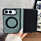 For iPhone Duo Fold Case Luxury PU leather Magnetic rotate stand Protective Back Cover For iPhone 18 Fold Phone Shell Funda