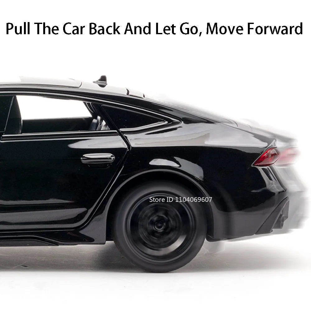 1:32 RS7 Sportback Miniature Model Toy Cars Alloy Diecast 6 Doors Opened with Pull Back Rubber Tires Ornament Vehicle Toys Gifts