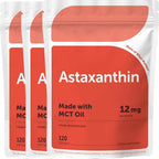 Astaxanthin 12mg with MCT Oil, Premium Astaxanthin Antioxidant Supplement Supports Vision, Immune System & Overall Well-Being
